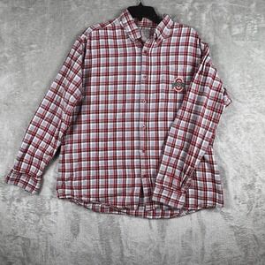 Ohio‎ State Varsity Shirt Men L Red Gingham Plaid Buckeyes Button Up Long Sleeve